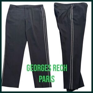 Georges Rech Paris Navy Side Embellished Double Stripe Ankle Pant (US 10/FR 42)